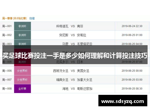买足球比赛投注一手是多少如何理解和计算投注技巧